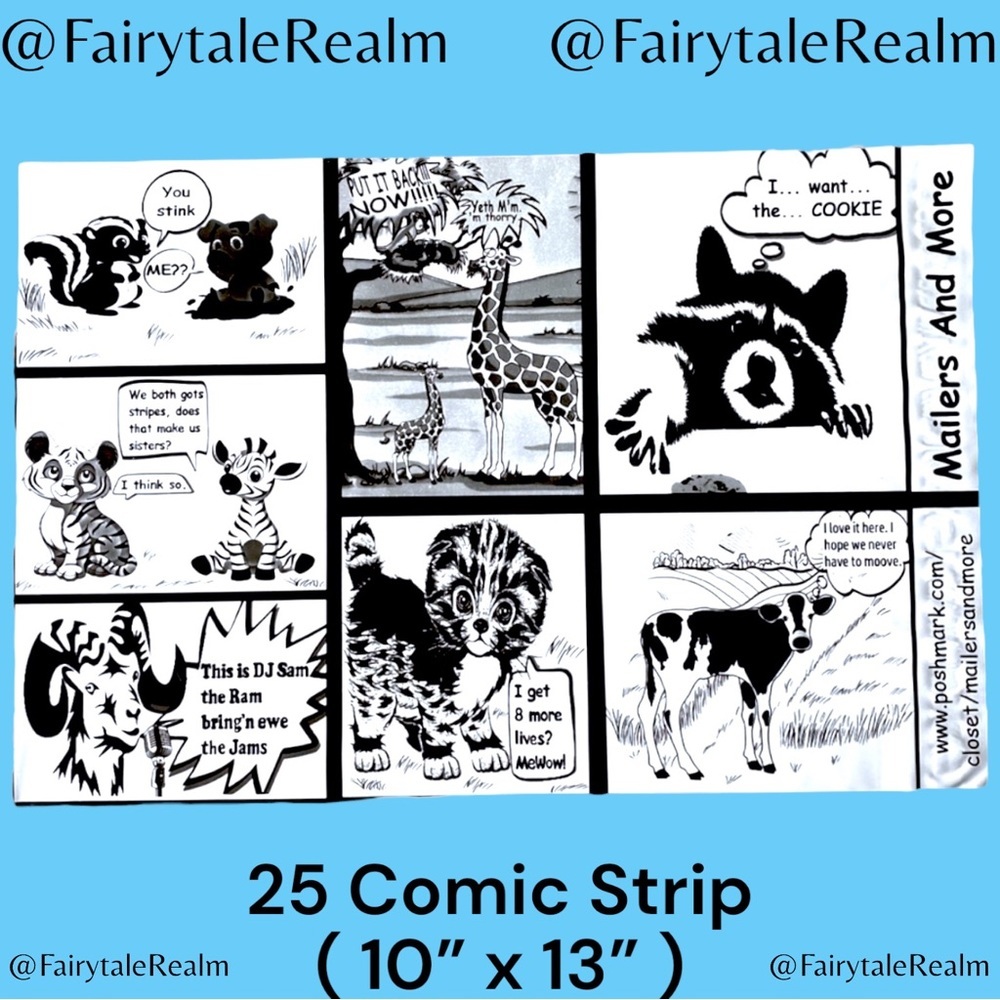 10”x13” Comic Strip ( 25 ) Poly Mailers, Shipping Envelopes, Gift Bags